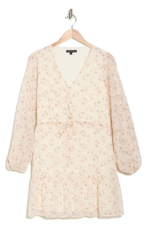 WISHLIST WISHLIST FLORAL BUTTON FRONT LONG SLEEVE TIERED MINIDRESS 