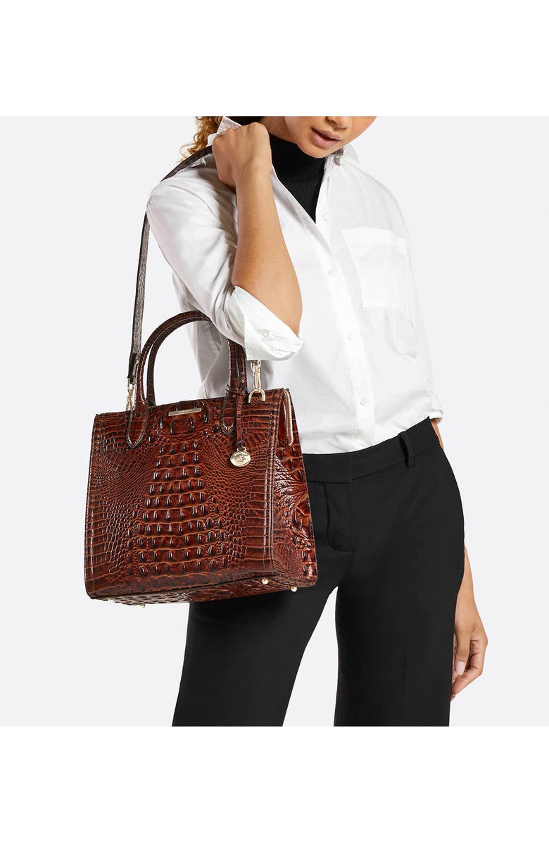 Brahmin Caroline Croc Embossed Painted Leather Satchel, Alternate, color,