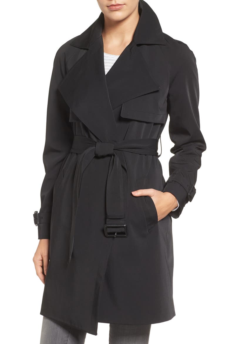 Trench Coat, Main, color, BLACK