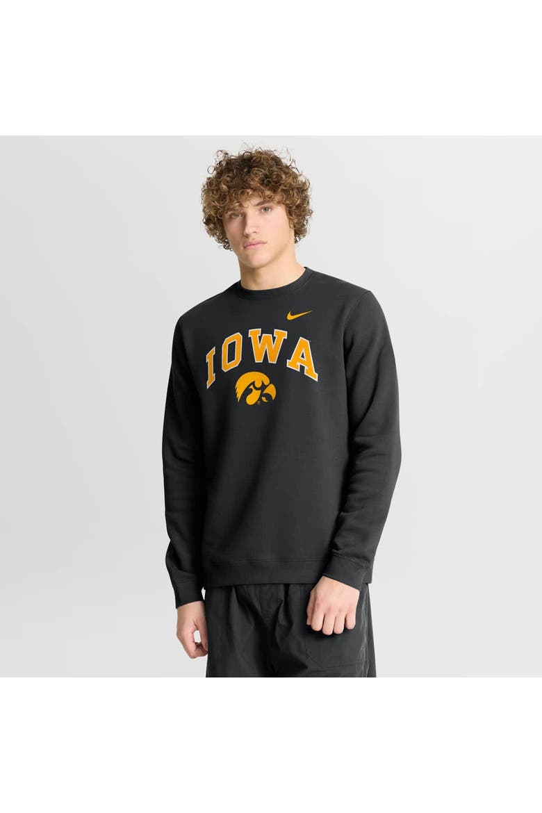 Men's Nike Black Iowa Hawkeyes Arch Pullover Sweatshirt, Main, color, Black