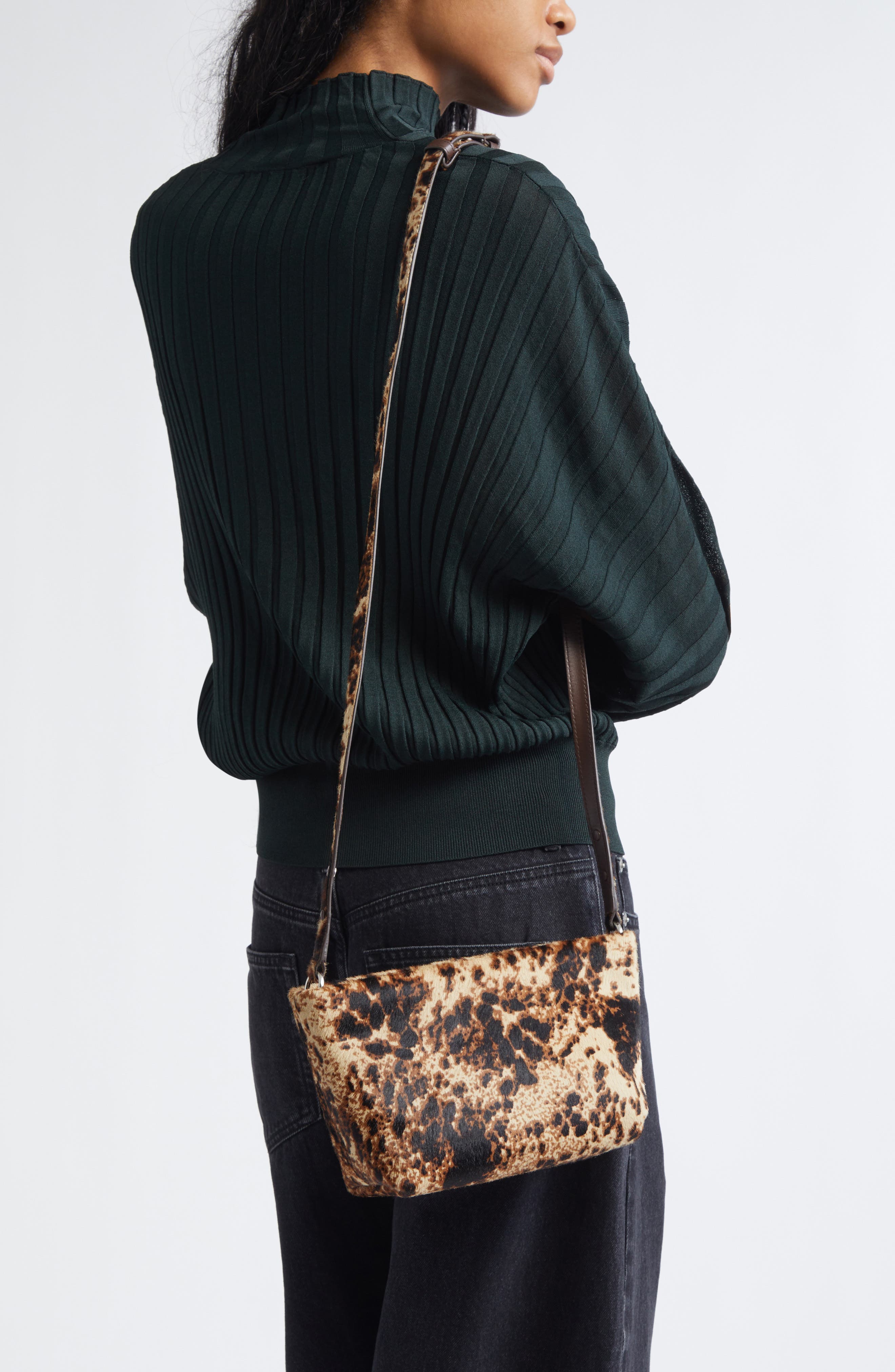 Proenza Schouler Bond Genuine Calf Hair Shoulder Bag, Alternate, color, Dark Brown Multi