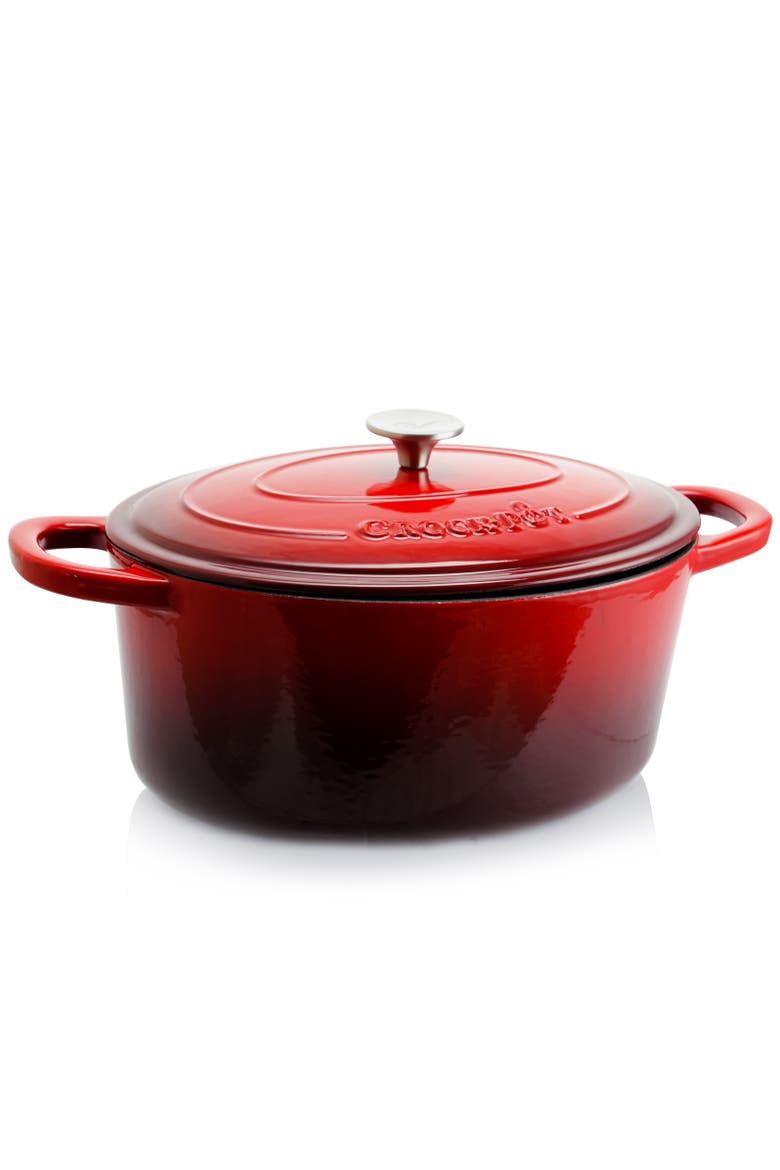 7 Quart Oval Enameled Cast Iron Dutch Oven, Main, color, Red