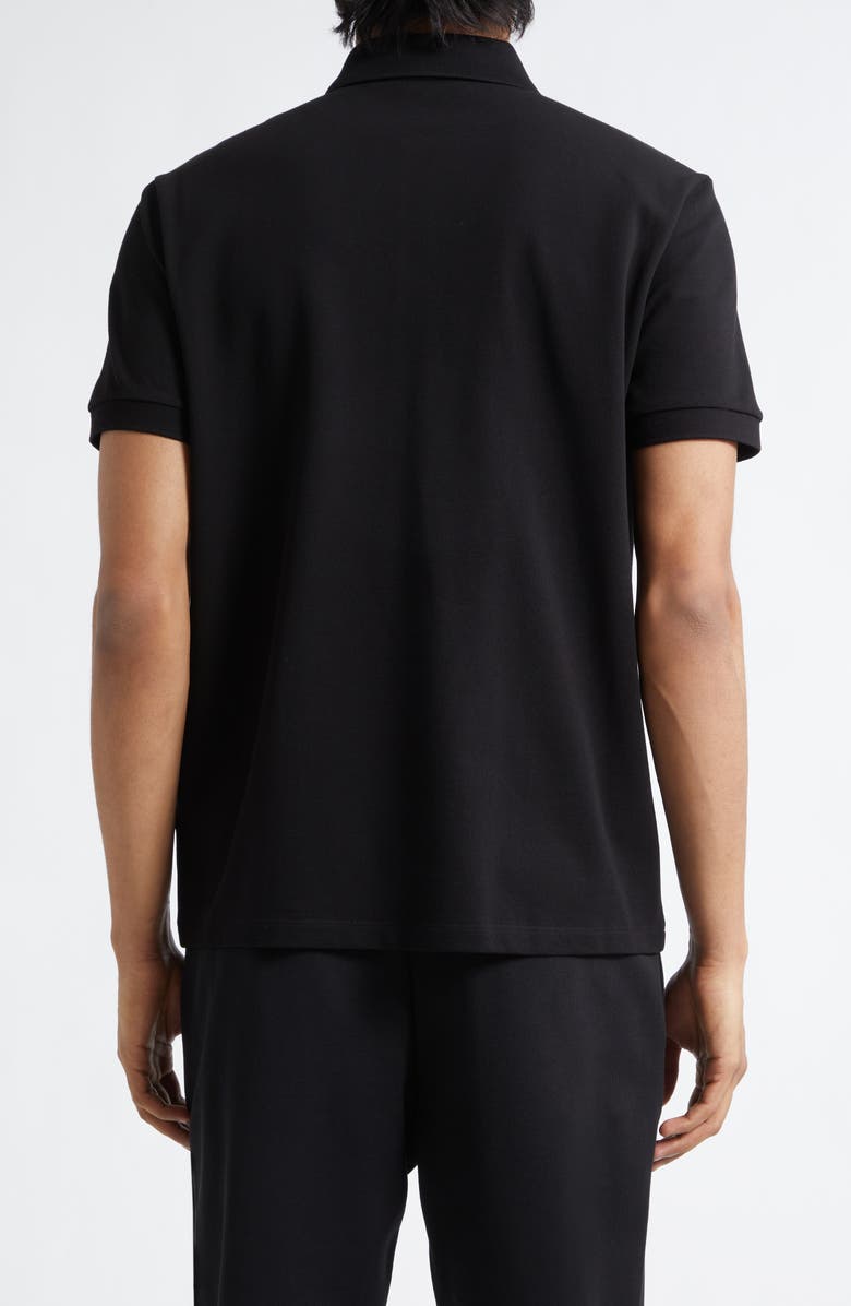 Moncler Cotton Pique Zip Polo, Alternate, color, Black