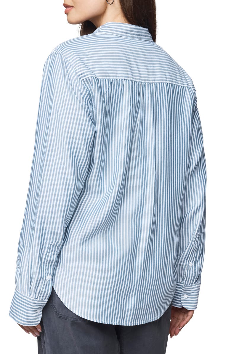 Splendid Kenna Stripe Relaxed-Fit Button-Up Shirt, Alternate, color, Ice Navy/ White