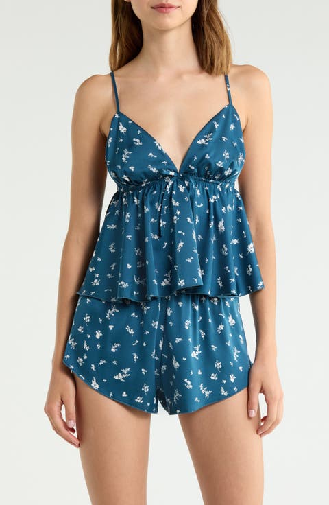 Satin Two-Piece Camisole and Shorts Sleep Set