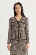 Ming Wang Eyelash Tweed Knit Jacket