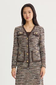 Ming Wang Eyelash Tweed Knit Jacket