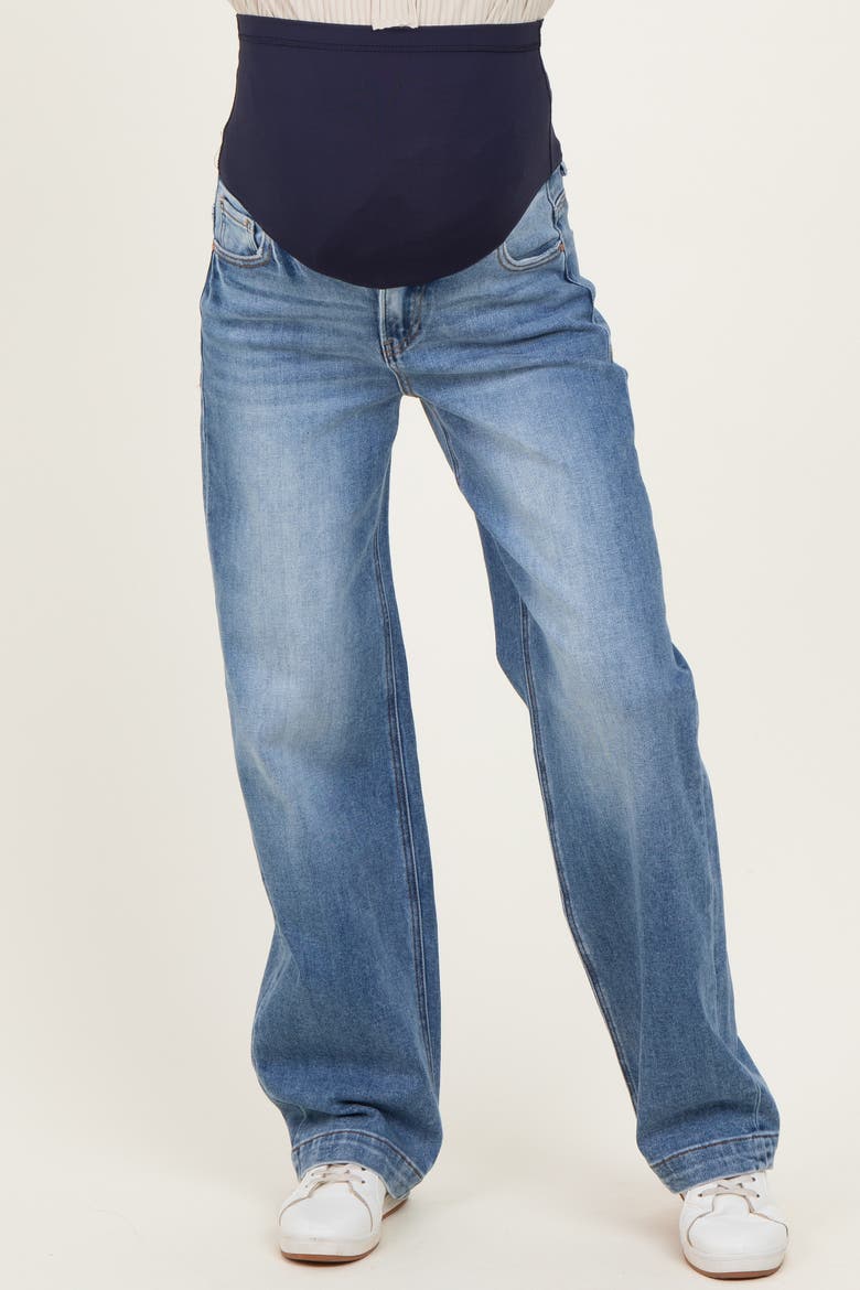 Medium Wash Baggy Straight Leg Maternity Jeans, Alternate, color, Blue