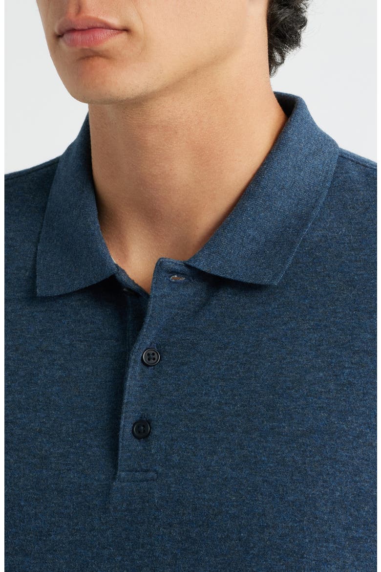 Heathered Double Face Long Sleeve Polo, Alternate, color, H COASTAL/ H FOG
