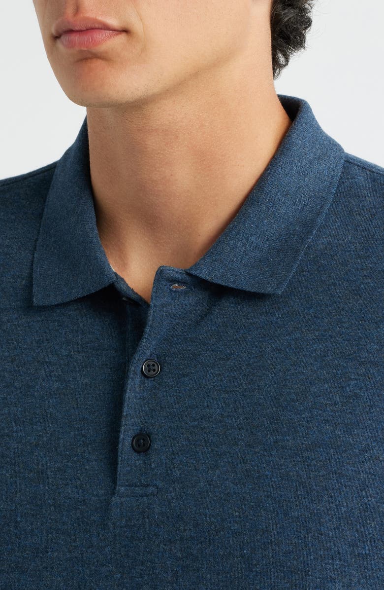 Vince Heathered Double Face Long Sleeve Polo, Alternate, color, H Coastal/ H Fog