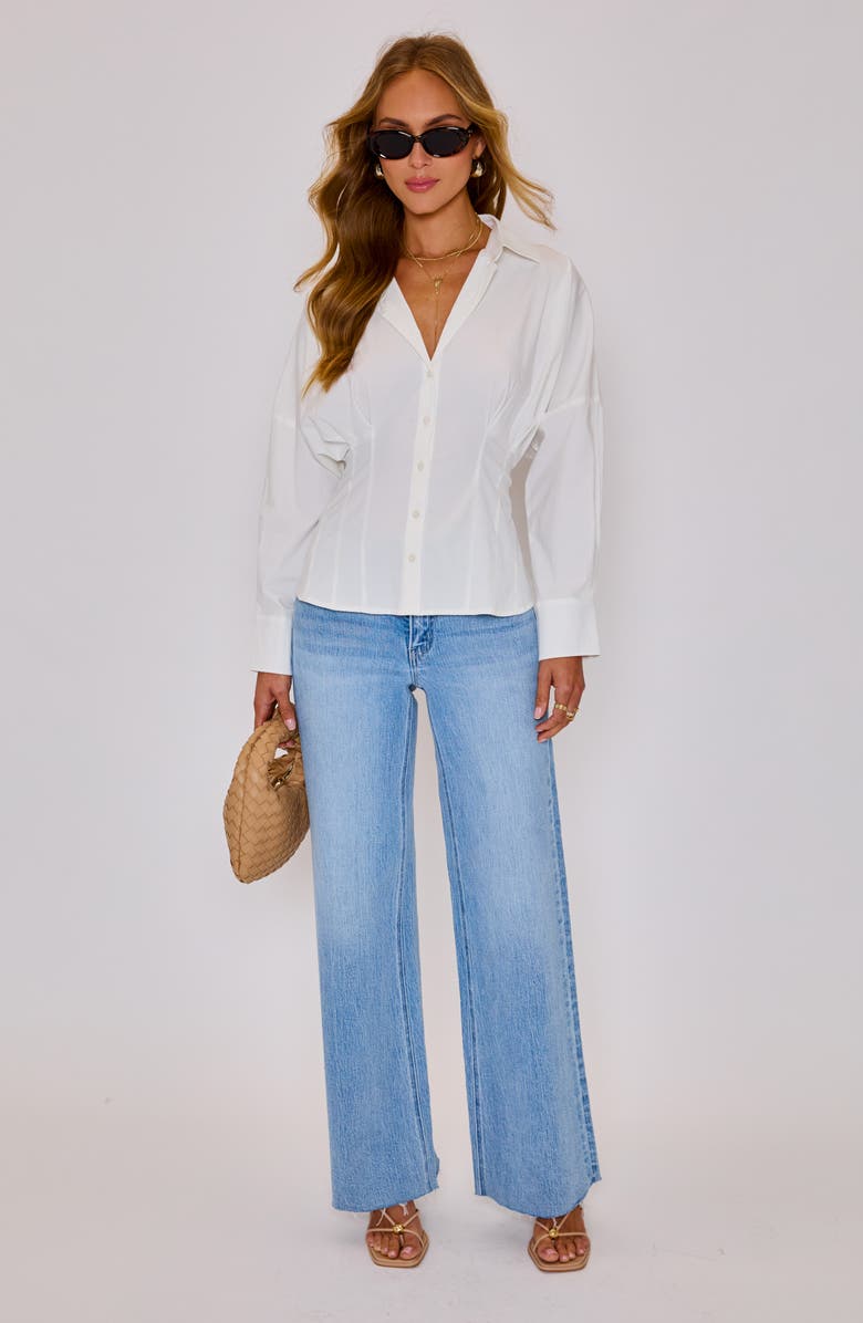 VICI Collection Presley Cotton O-Ring Accent Belted Button-Up Shirt, Alternate, color, White