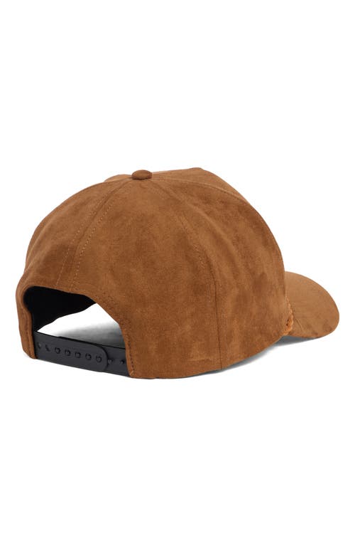 David & Young Faux Suede Baseball Cap In Brown