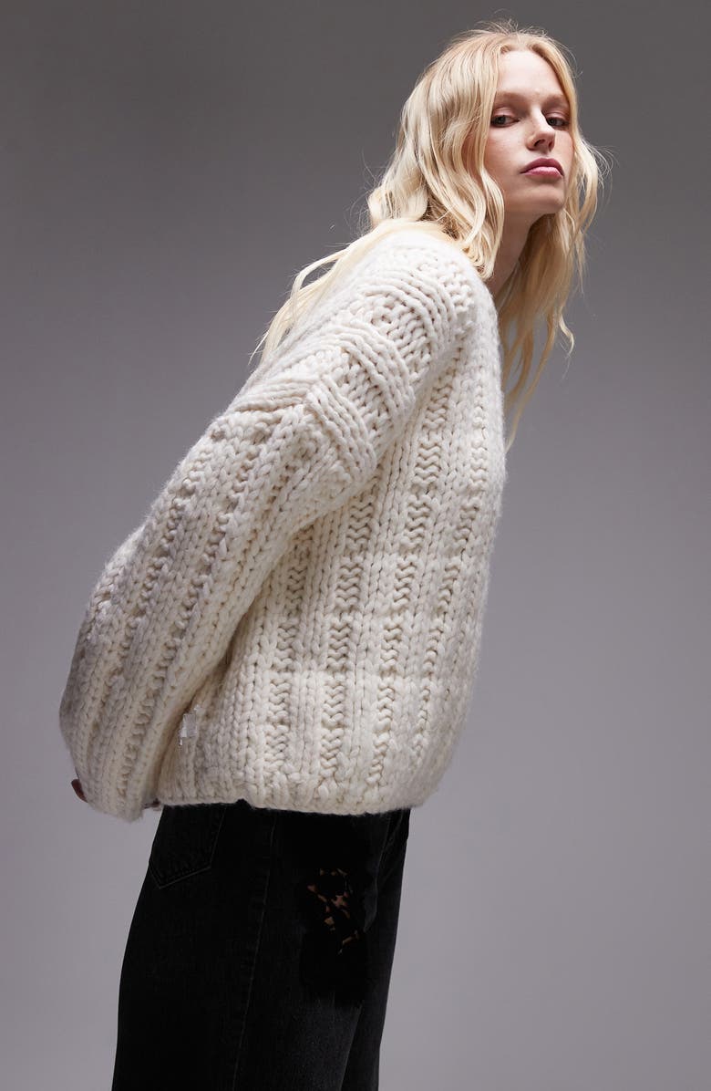 Topshop Oversize Crewneck Sweater, Alternate, color,