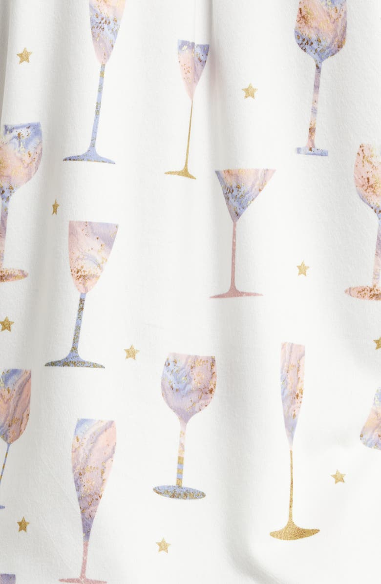 PJ Salvage Wine Glass Print Brushed Jersey Pajamas, Alternate, color, 