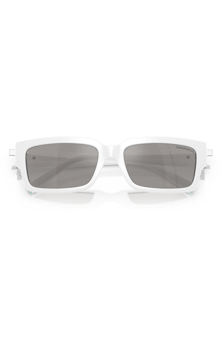 Tiffany & Co. 56mm Rectangular Sunglasses, Alternate, color, White/ Silver Mirror