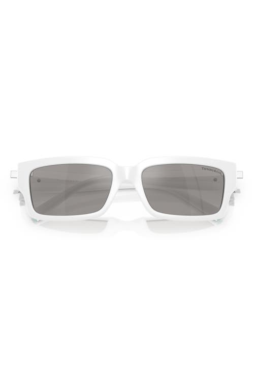 Tiffany & Co . 56mm Rectangular Sunglasses In White/silver Mirror