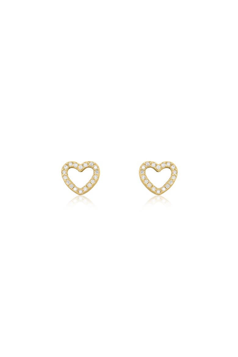 Diamond Cut Out Heart Stud Earrings, Alternate, color, Yellow Gold