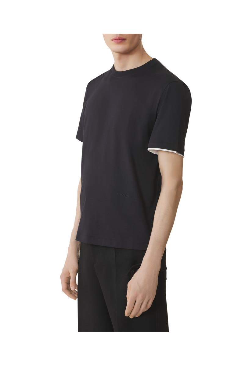 Lanvin Cotton T-Shirt With Silk Detail, Alternate, color, Black