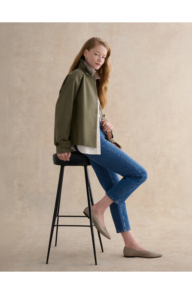 HOBBS LONDON Frida Collared Cropped Trench Coat, Alternate, color, Olive Green