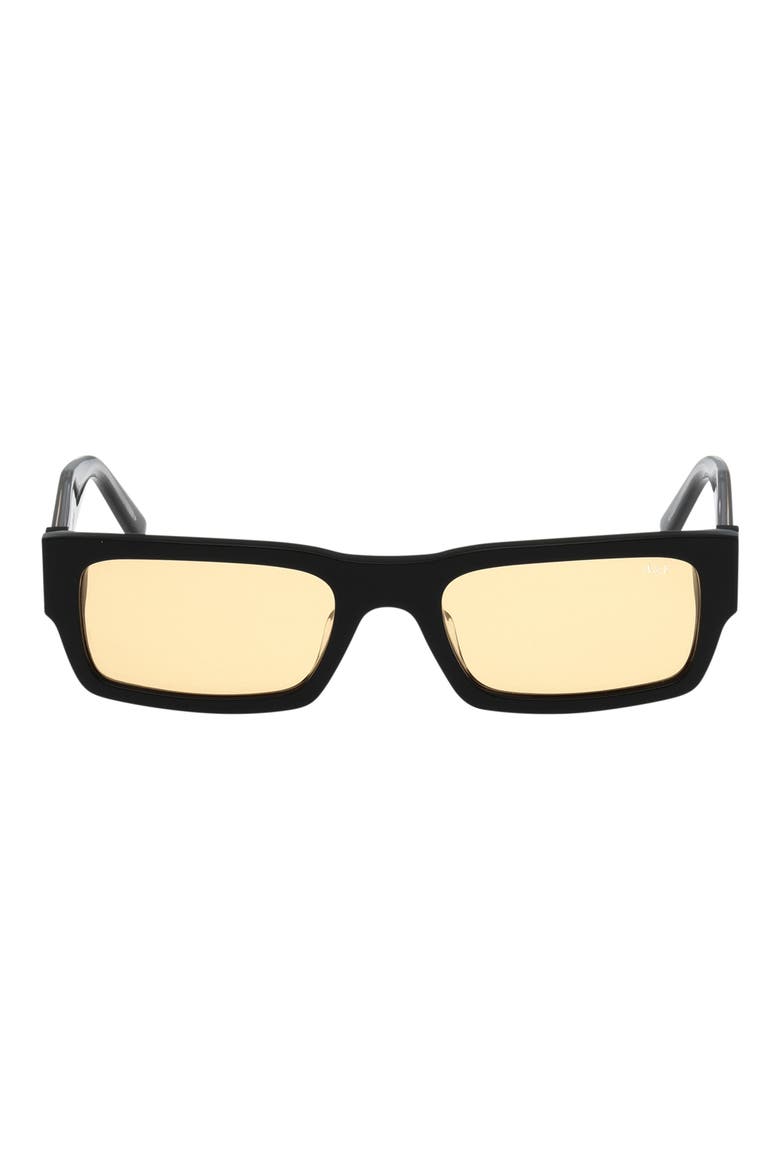 54mm Rectangular Sunglasses, Main, color, SHINY BLACK / BROWN