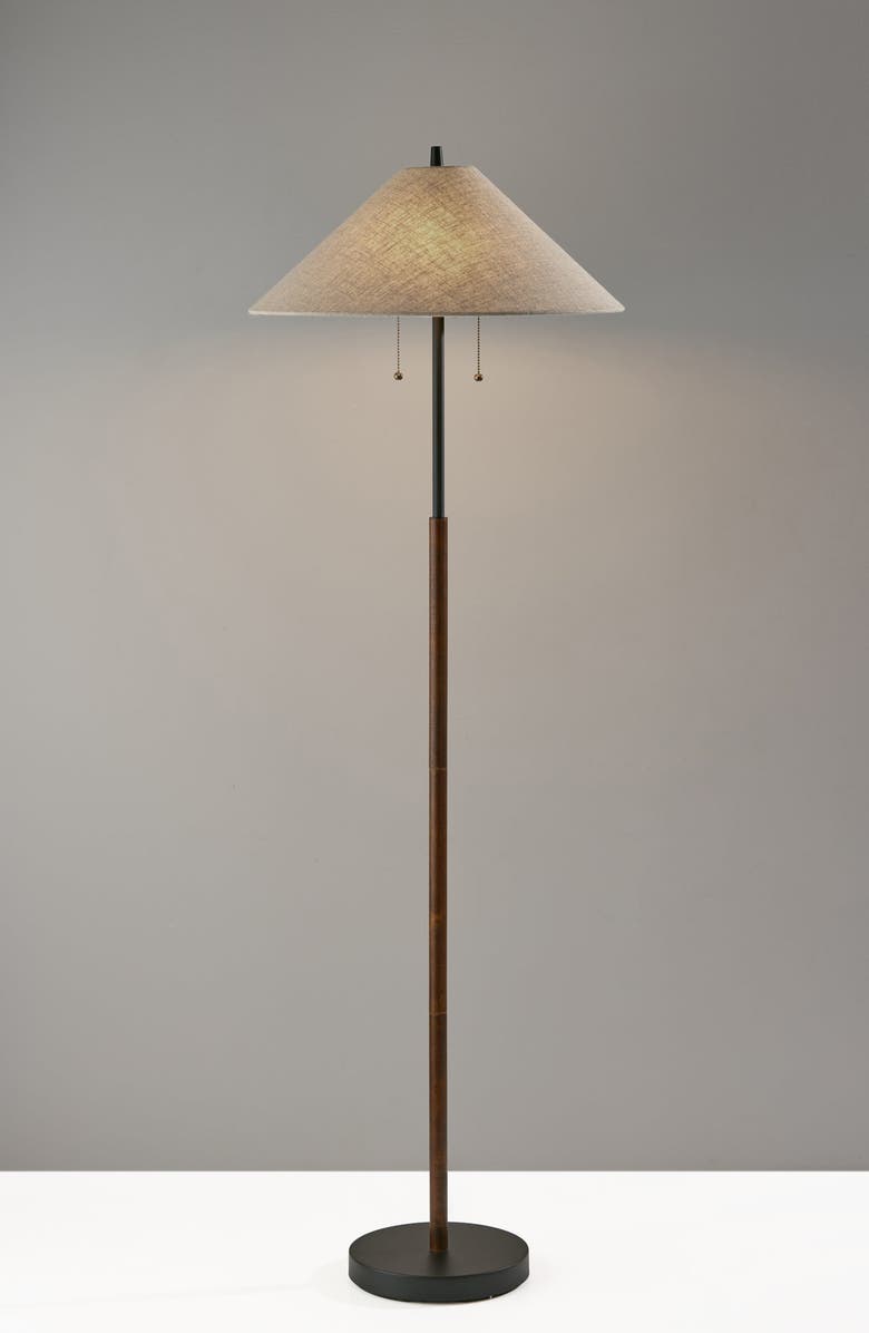 ADESSO LIGHTING Palmer Floor Lamp, Alternate, color, Black / Walnut Wood