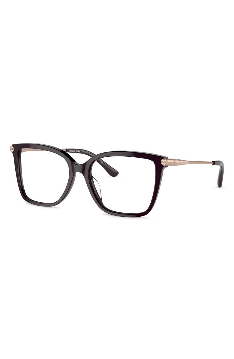 Michael Kors Shenandoah 53mm Square Optical Glasses, Alternate, color, Cordovan