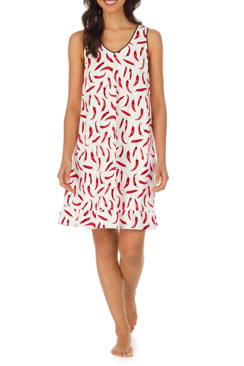 Ruffle Hem Jersey Chemise, Main, color, CAYENNE