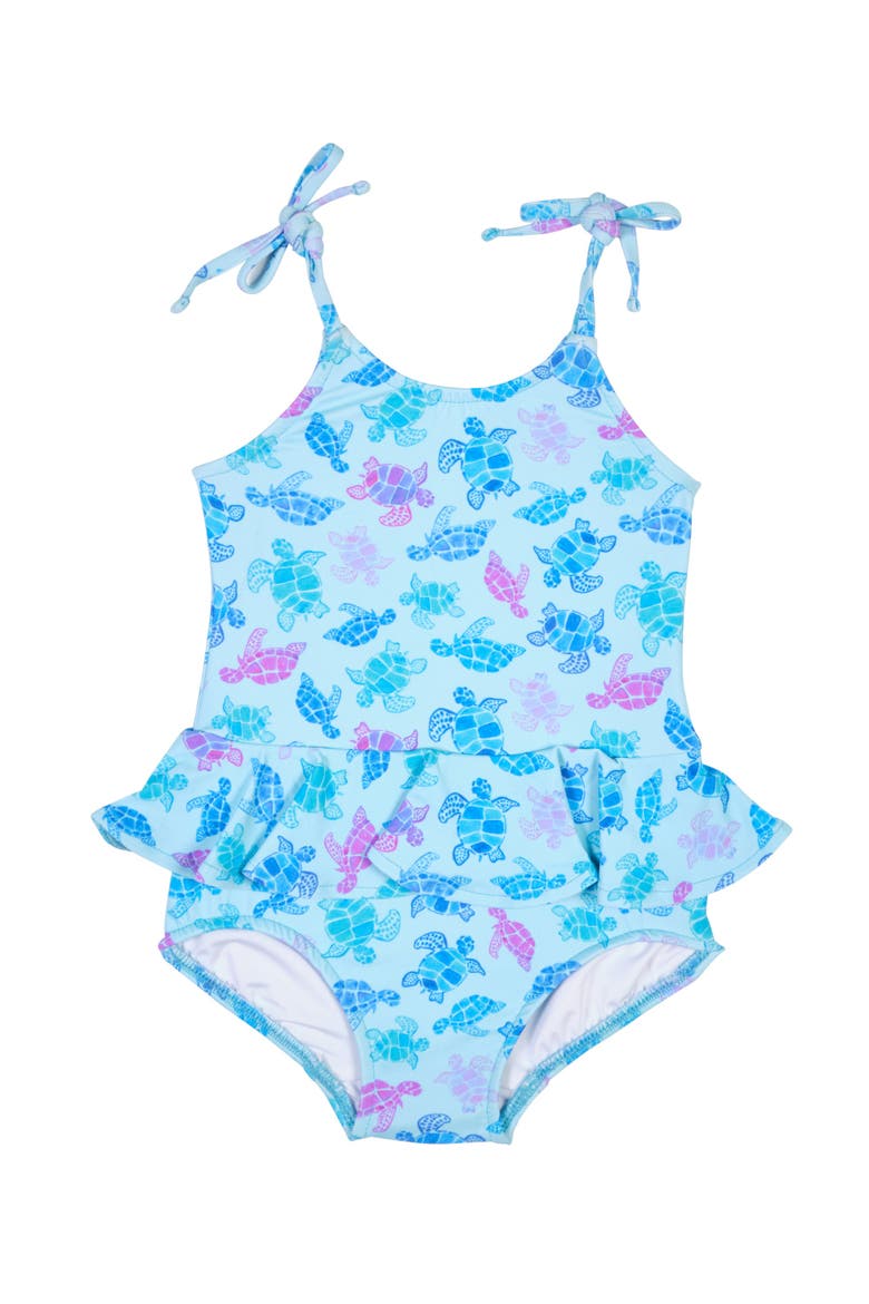 Turtle Print Skirted Swimsuit, Main, color, Multi