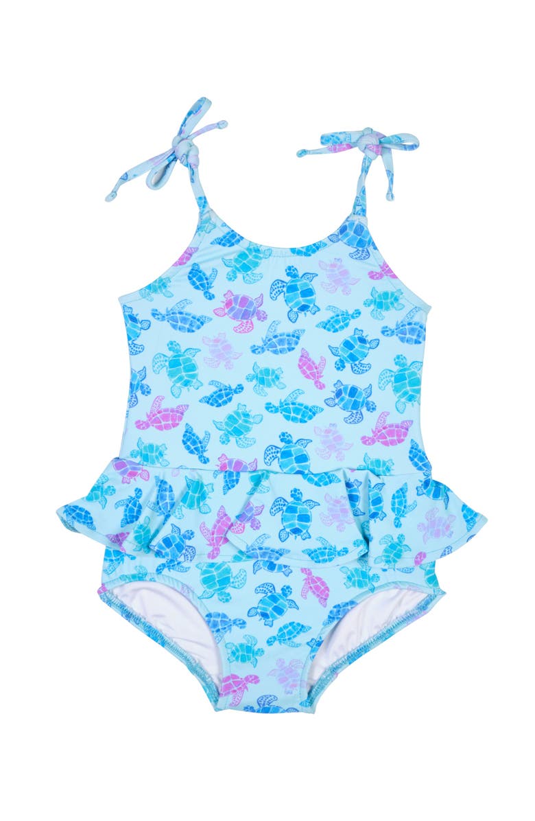 Florence Eiseman Turtle Print Skirted Swimsuit, Main, color, Multi