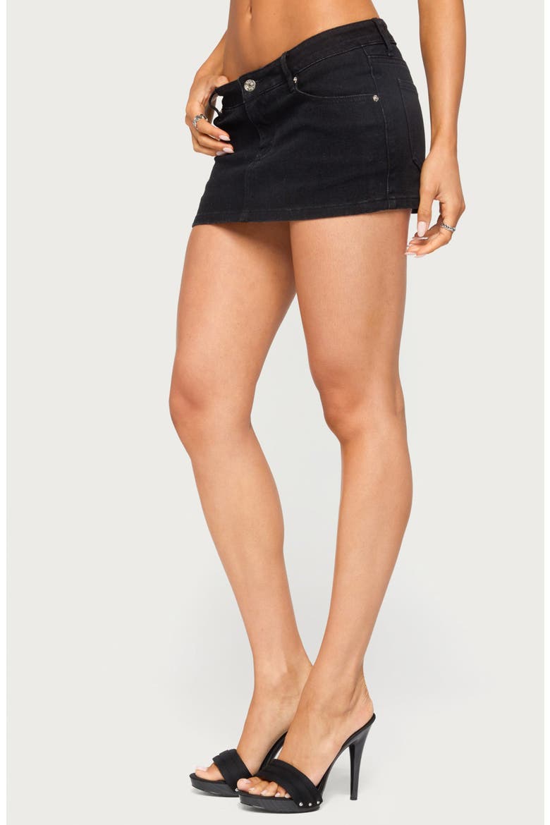 Seffie Low Rise Denim Skirt, Alternate, color, BLACK-WASHED