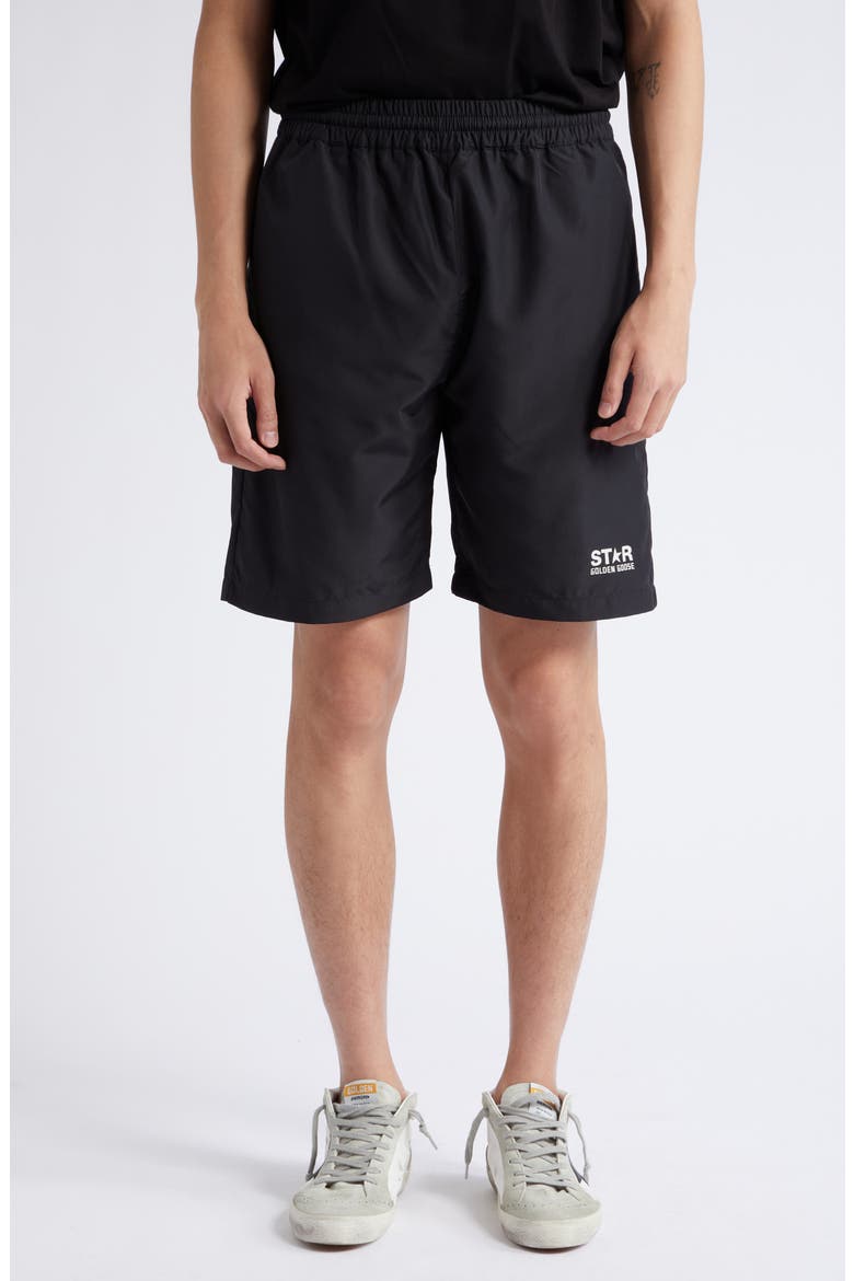 Diego Star Logo Wide Leg Shorts, Main, color, BLACK