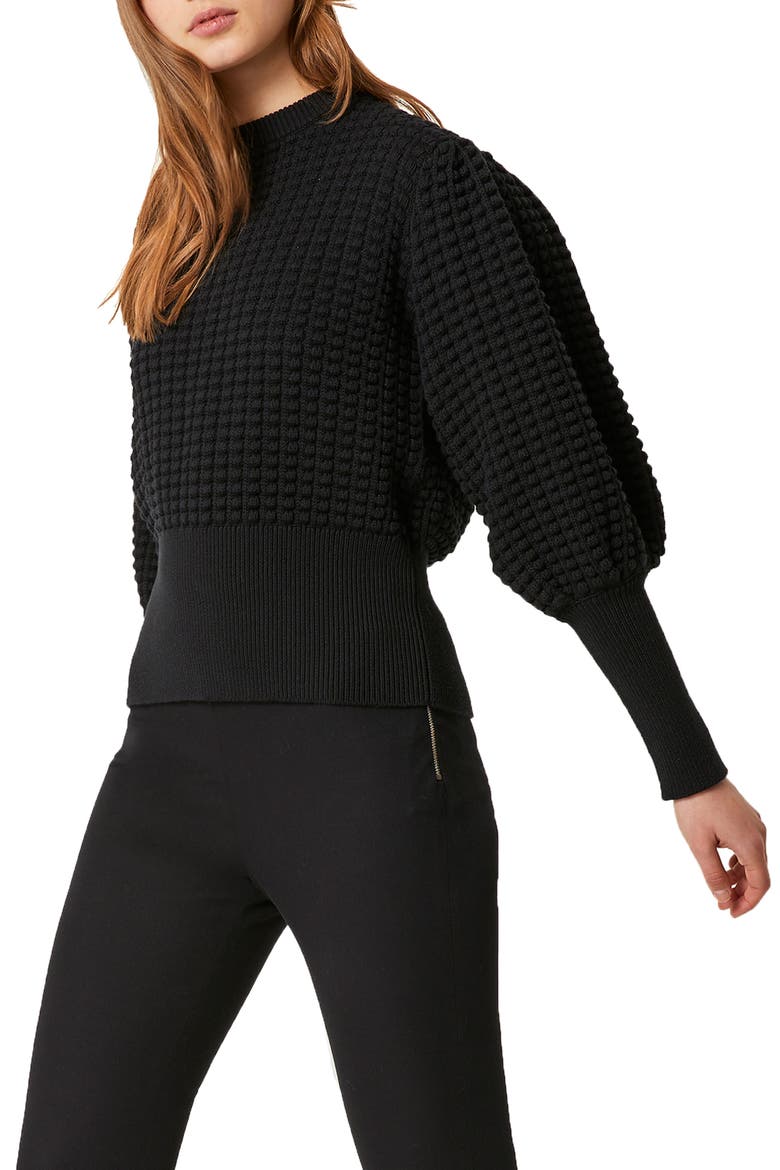 Mozart Popcorn Sweater, Alternate, color, BLACK