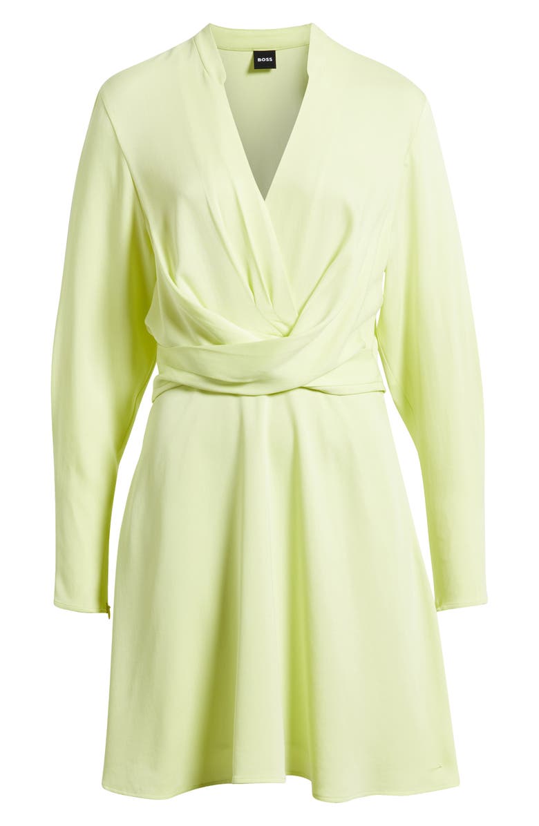 BOSS Dimkai Wrap Front Long Sleeve Dress, Alternate, color, Pale Lime