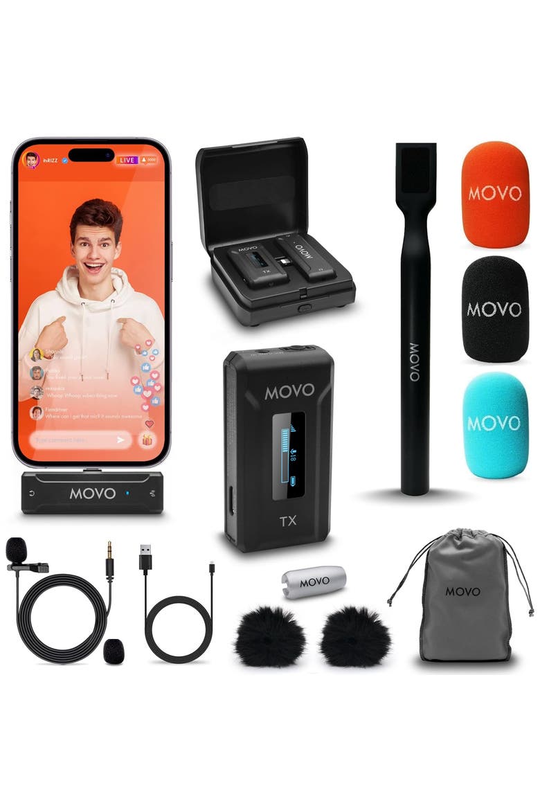 WMX-2-L Wireless Lavalier Microphone for iPhone/Lightning Devices with WMX-HM Handheld Adapter, Main, color, Black