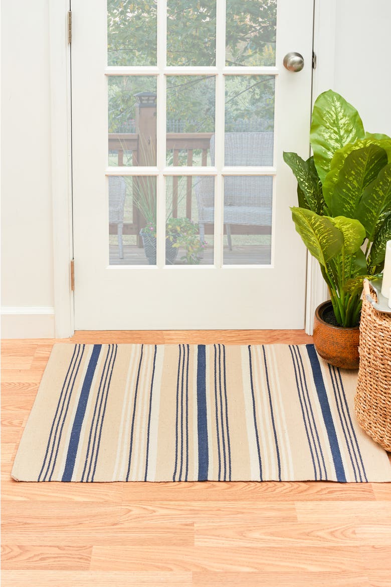 French Stripe Woven Rugs, Alternate, color, Blue