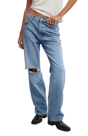 Free People Holly Ripped Cut Bootcut Jeans In Brown