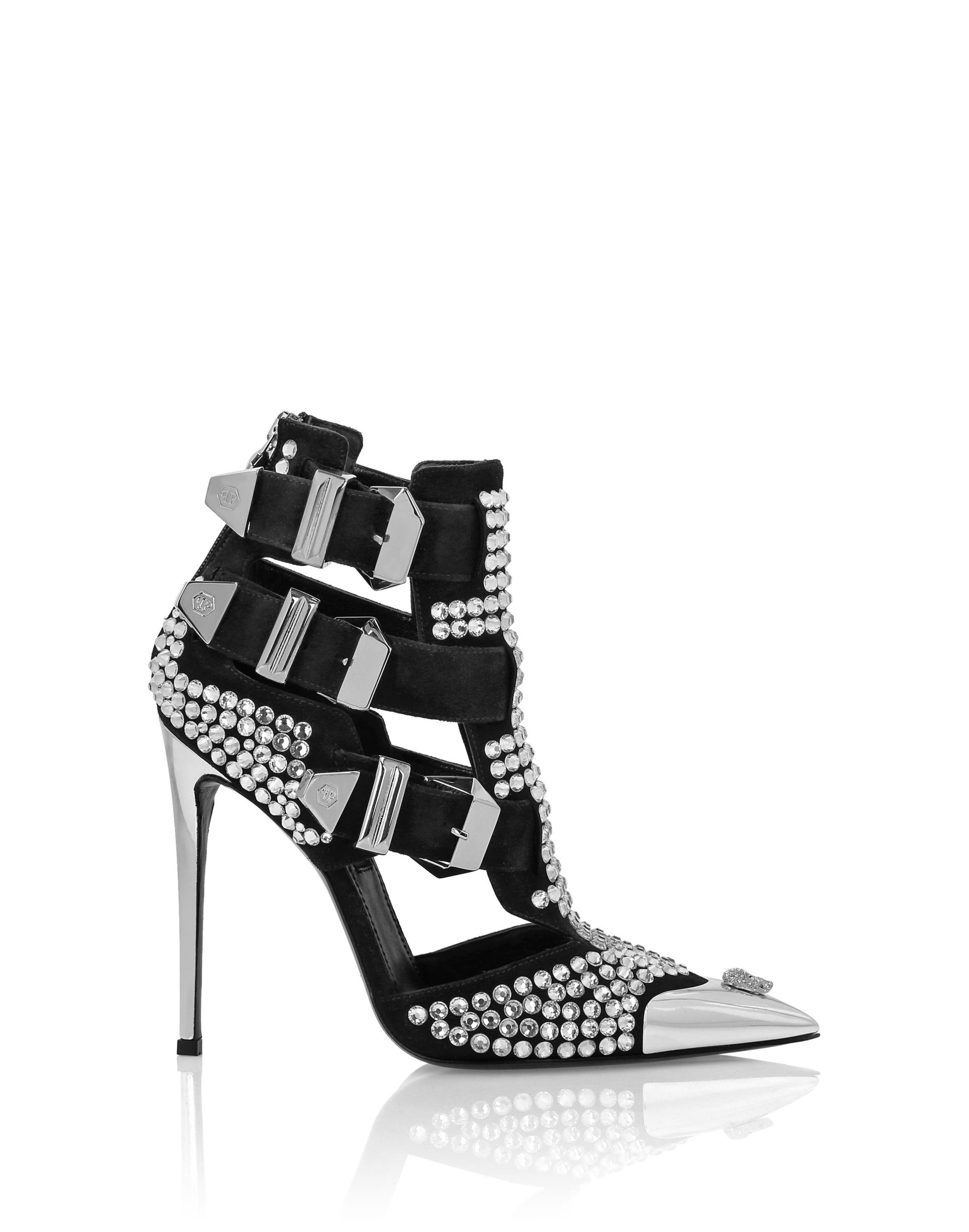 Sandals High Heels Skull Women, Alternate, color, crystal