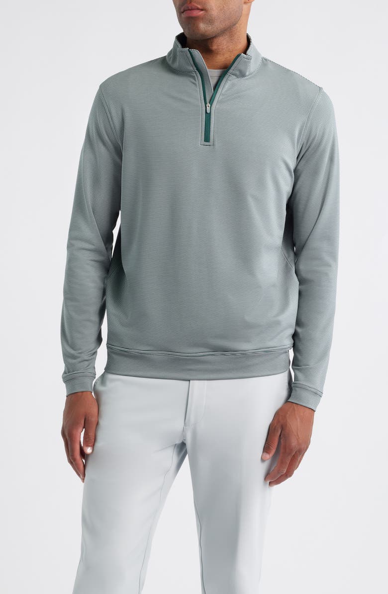 Peter Millar Perth Sugar Stripe Performance Quarter Zip, Main, color, Nordic Pine