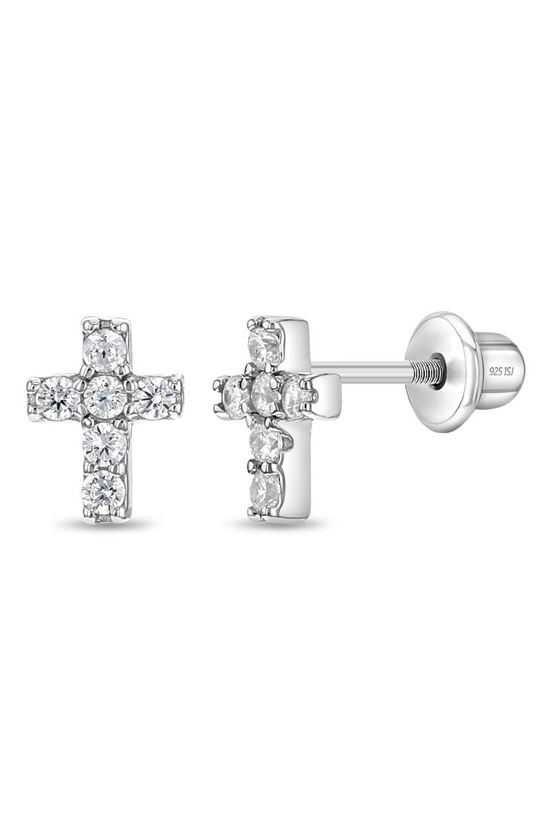 In Season Jewelry The Cross Earrings, Main, color, Silver