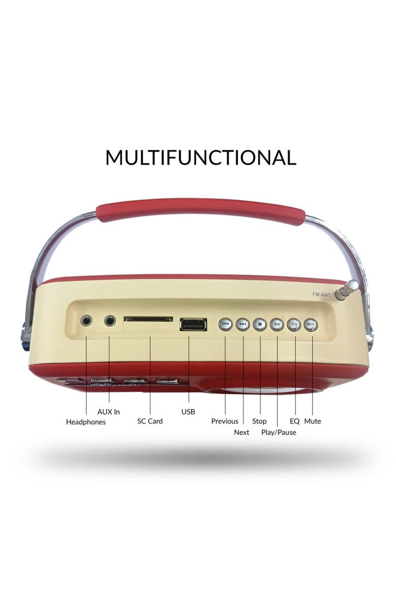 Portable Rechargeable Bluetooth Retro Speaker, Alternate, color, Red