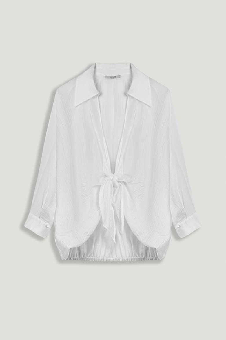 Tie-Detail Shirt, Alternate, color, Ivory