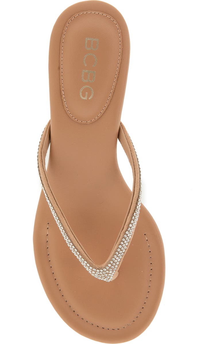BCBGeneration Iefan Kitten Heel Thong Sandal, Alternate, color, Tan/ Rhinestone