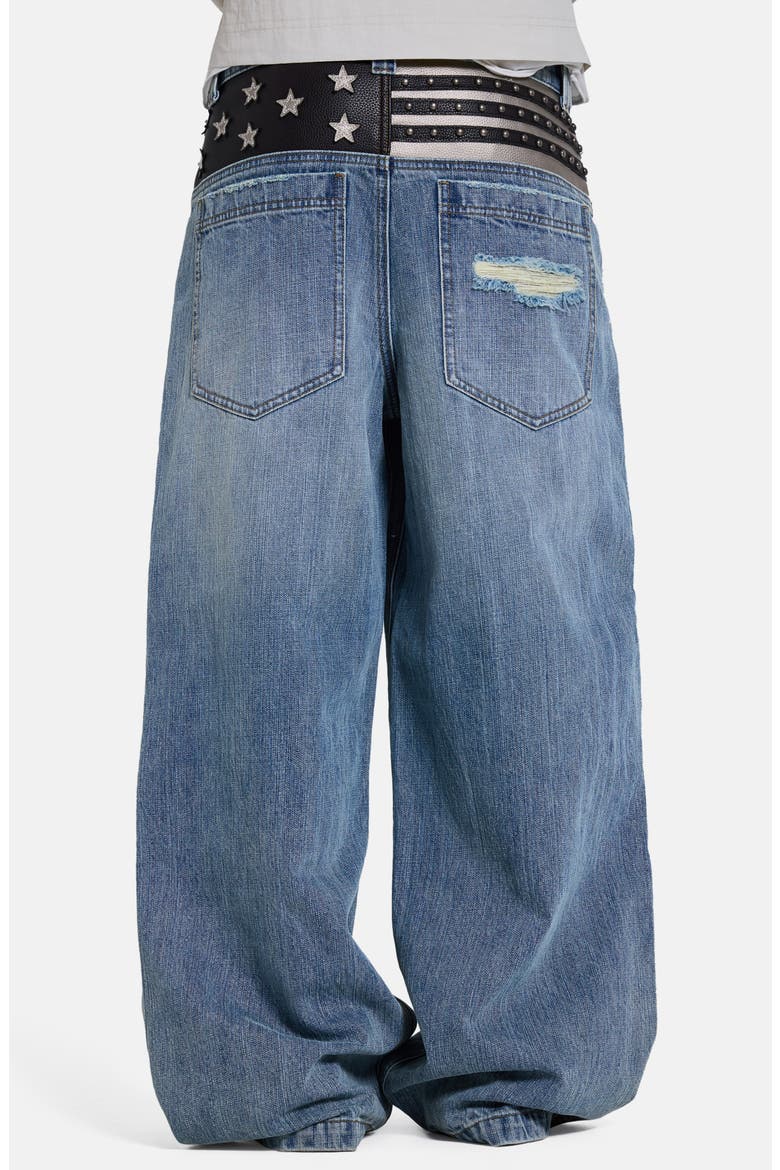 USA Flag Appliqué Low Rise Colossus Jeans, Alternate, color, DENIM