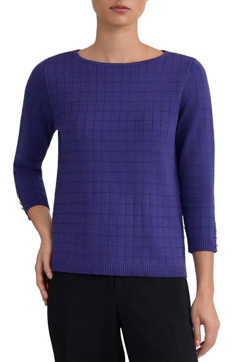 Box Texture Boat Neck Sweater