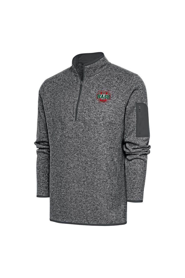 Men's Antigua  Heather Charcoal Washington-St. Louis  Fortune Quarter-Zip Pullover Jacket, Alternate, color, Heather Charcoal