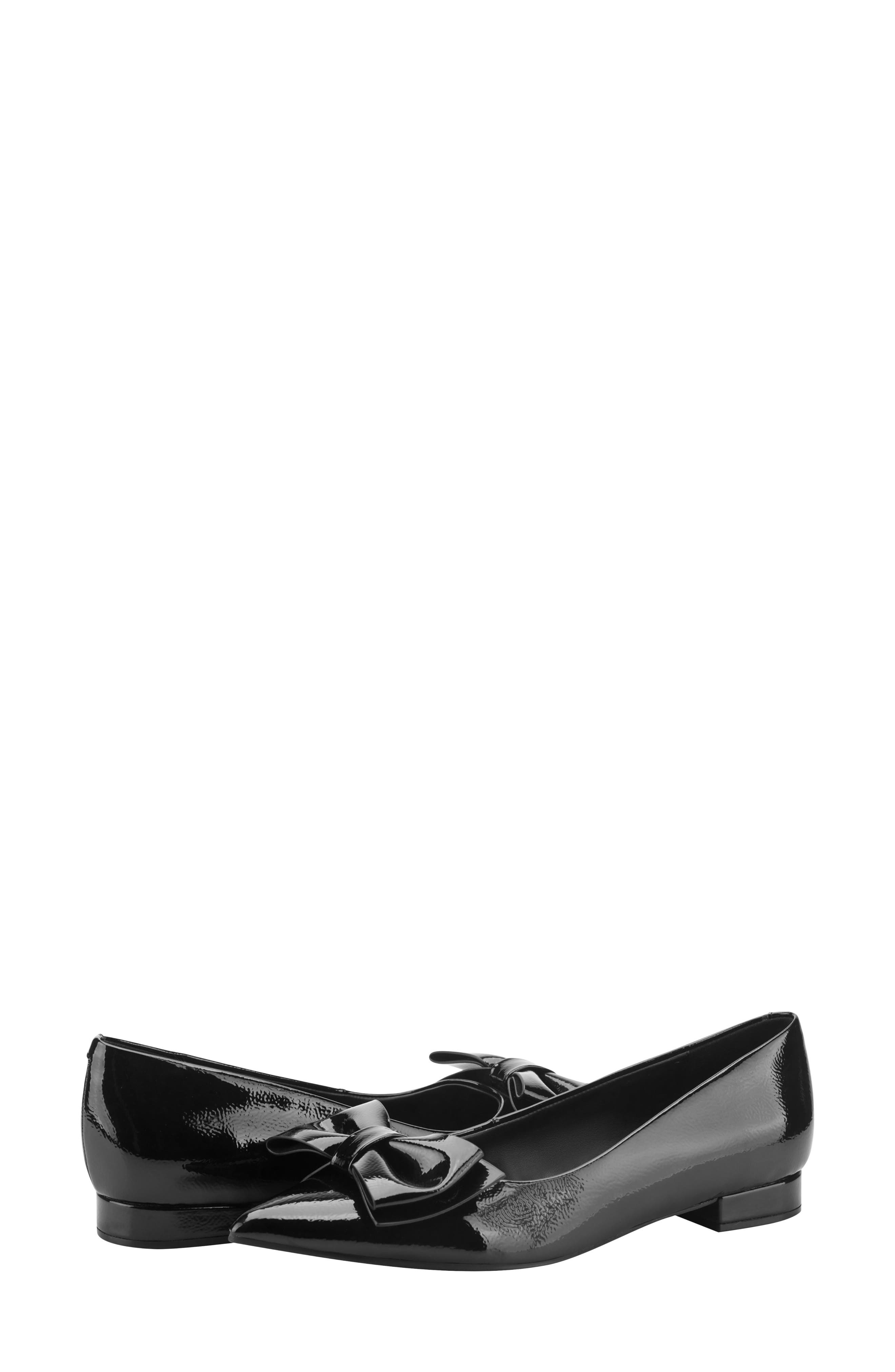Alicce Faux Leather Pointed Toe Flat, Alternate, color, BLACK