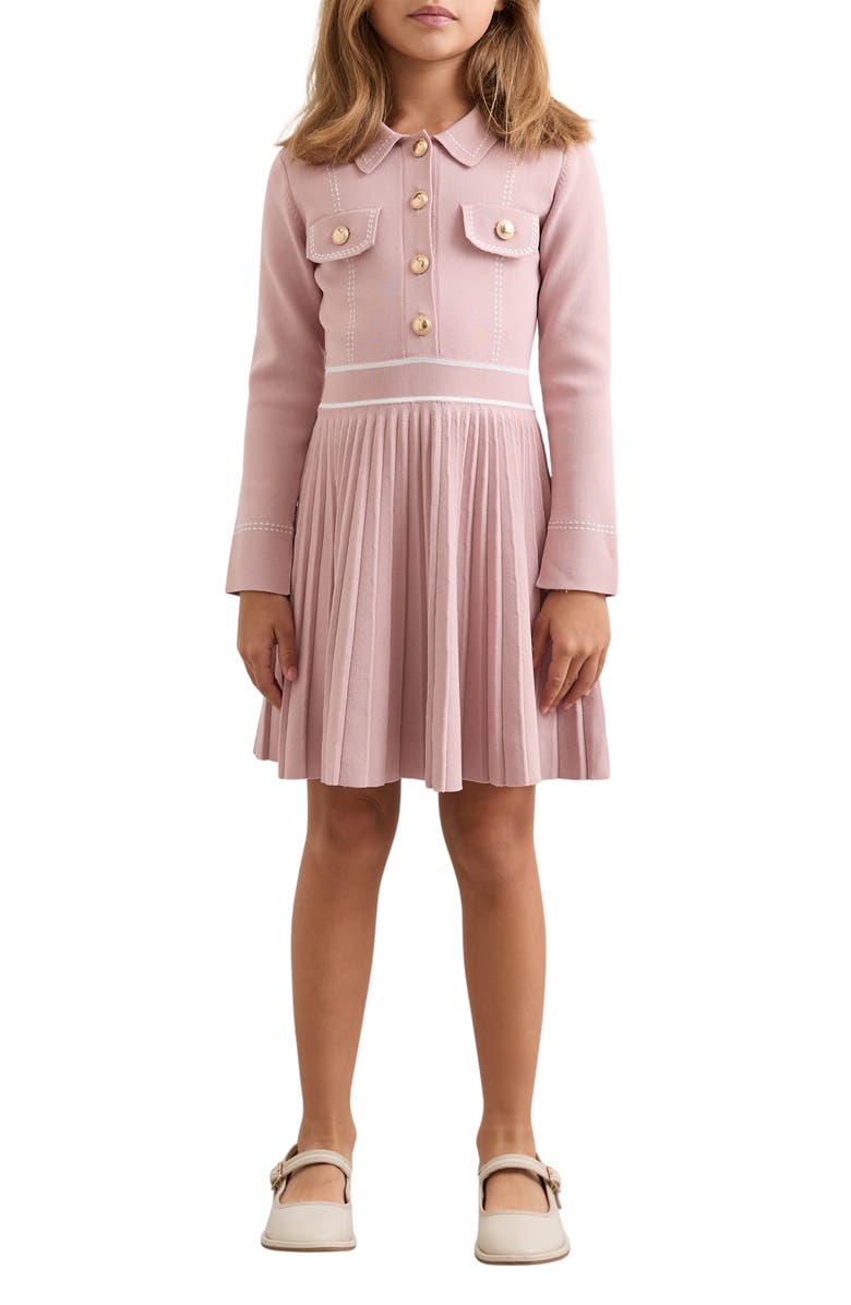 Reiss Kids' Zadie Pleated Dress, Alternate, color, Berry