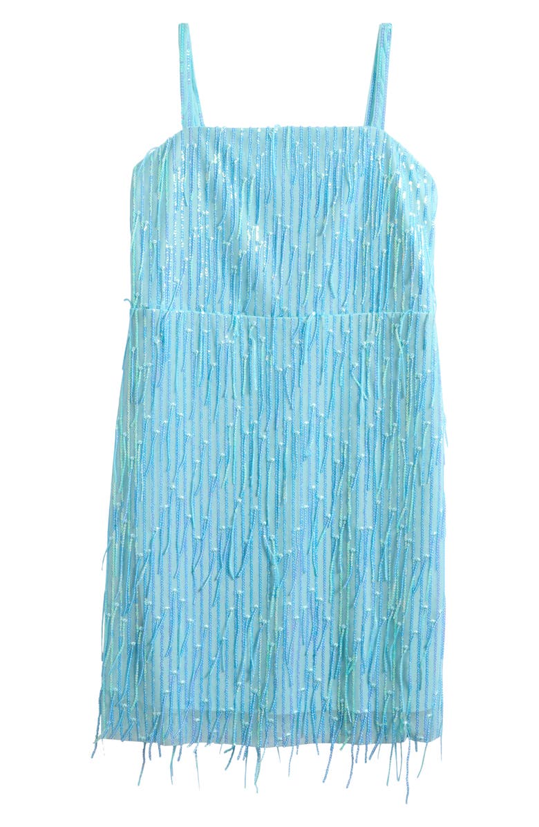LOVE, NICKIE LEW Kids' Falling Sequins Dress, Main, color, Sea Green