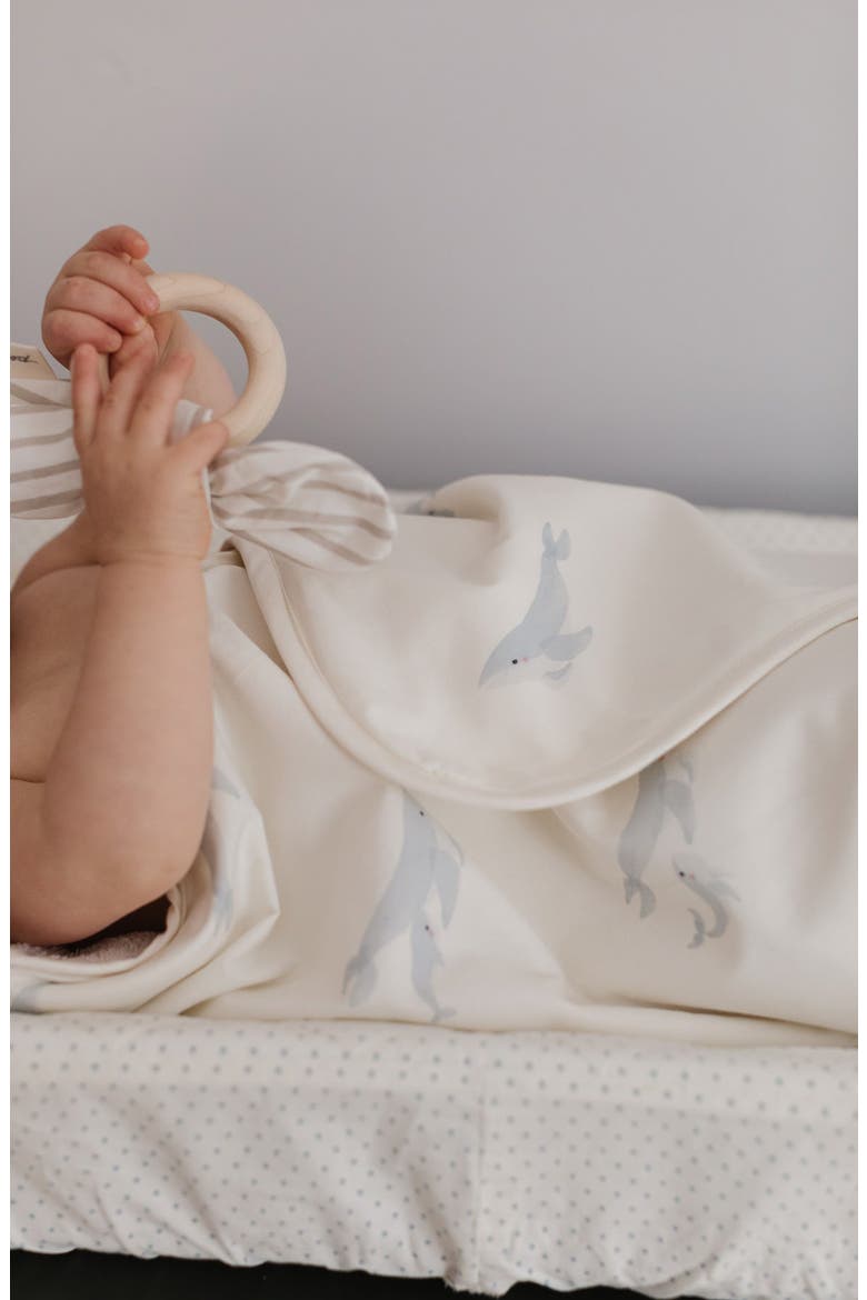 Organic Cotton Hooded Towel, Alternate, color, FOLLOW ME WHALE