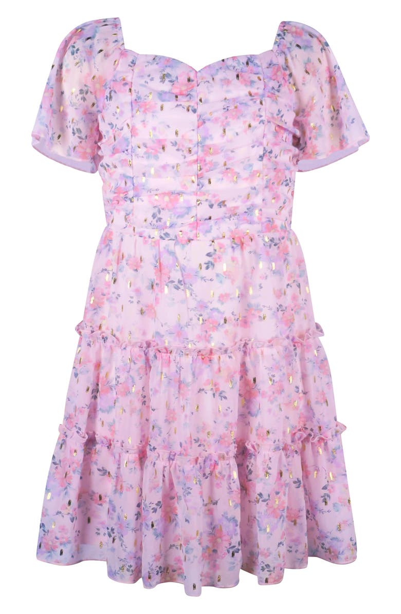 Zunie Kids' Yoryu Tiered Chiffon Dress, Main, color, 